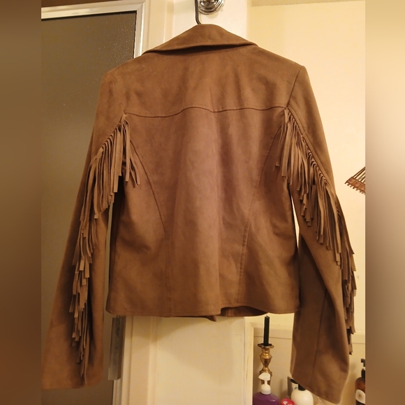 American Eagle Outfitters Brown‎ Vegan Suede Leather Moto Jacket.sz M. - Picture 3 of 3